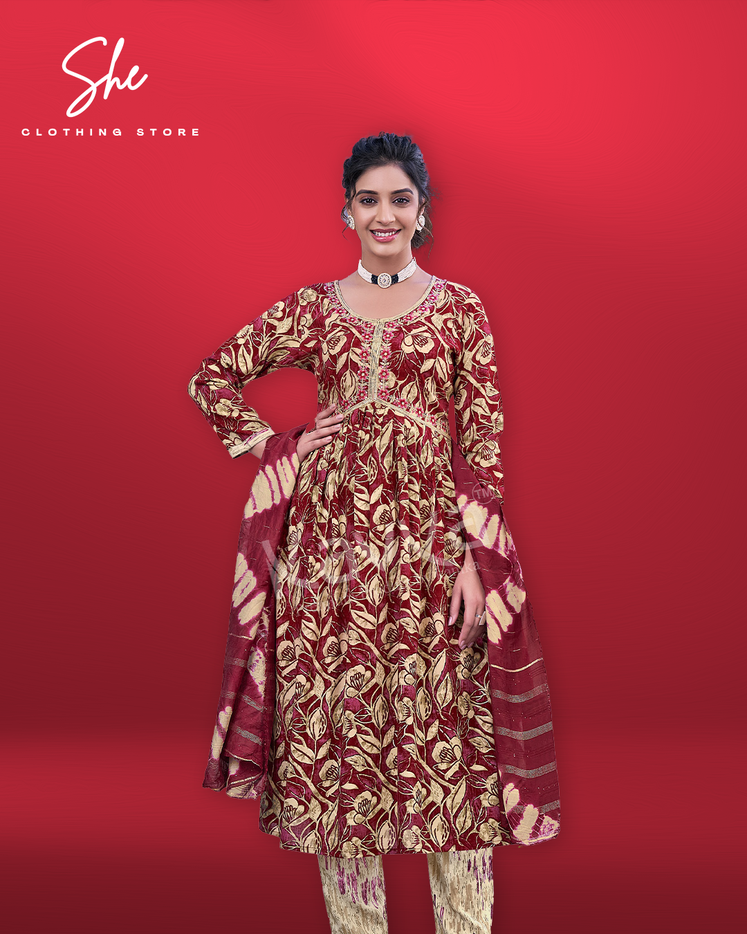 Kavya Zoya Red Salwar Suit