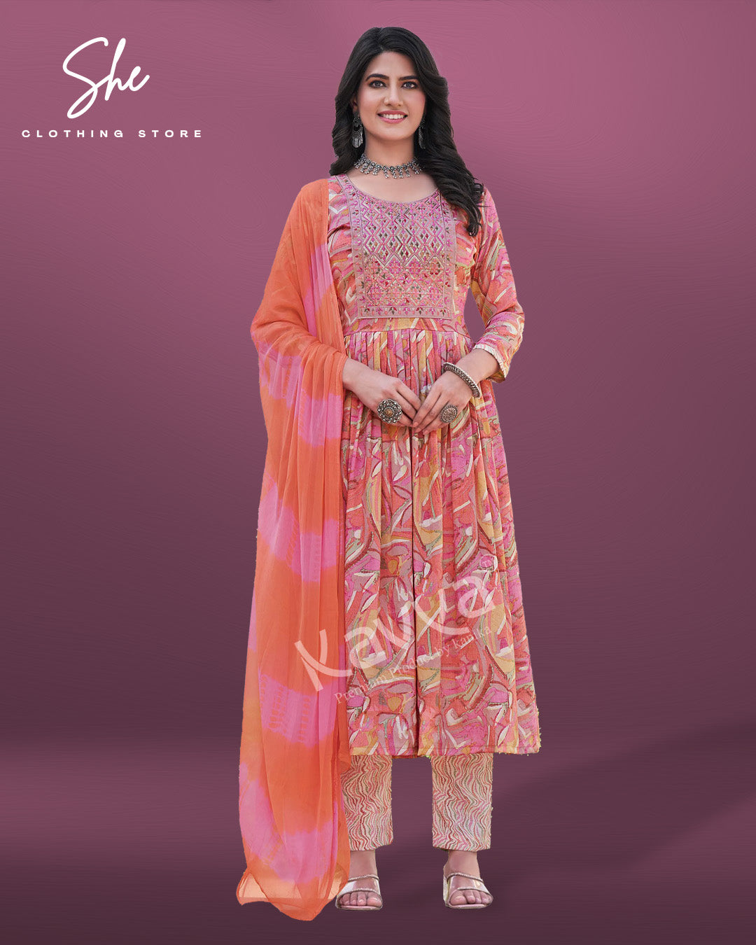 Kavya Jyotika Orange Salwar Suit