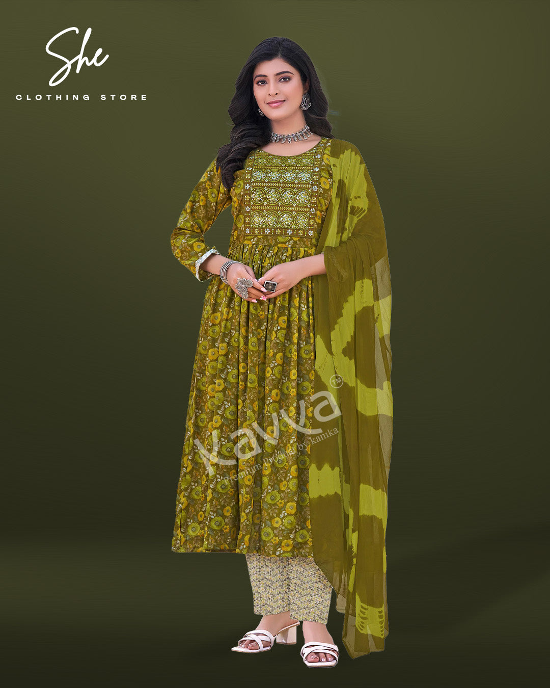 Kavya Jyotika Green Salwar Suit