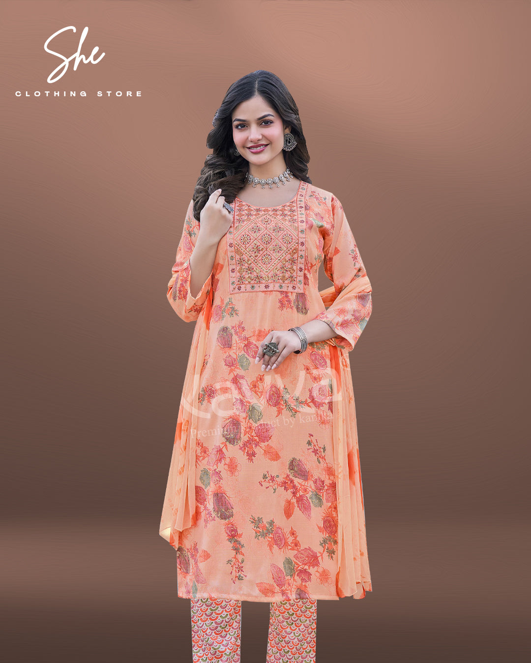 Kavya Deepika Orange Salwar Suit