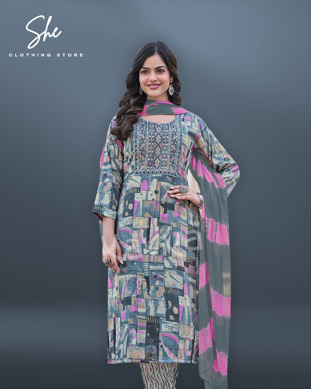 Kavya Deepika Grey Salwar Suit