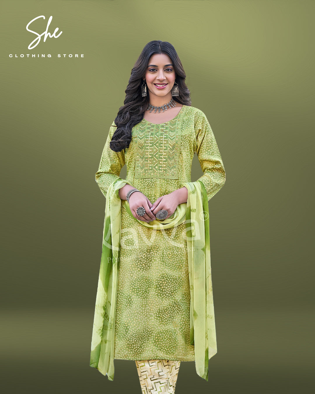 Kavya Deepika Green Salwar Suit