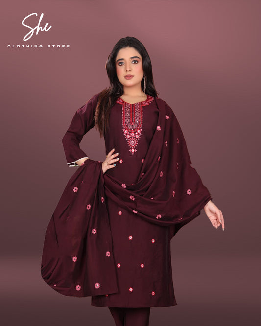 Gazal Roman Silk Maroon Salwar Suit