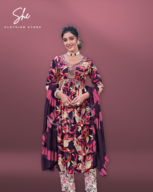 Kavya Zoya Red Floral Salwar Suit