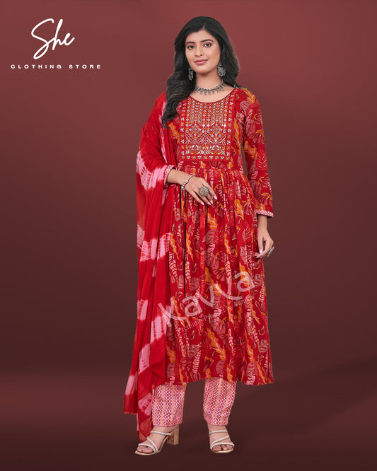 Kavya Jyotika Red Salwar Suit