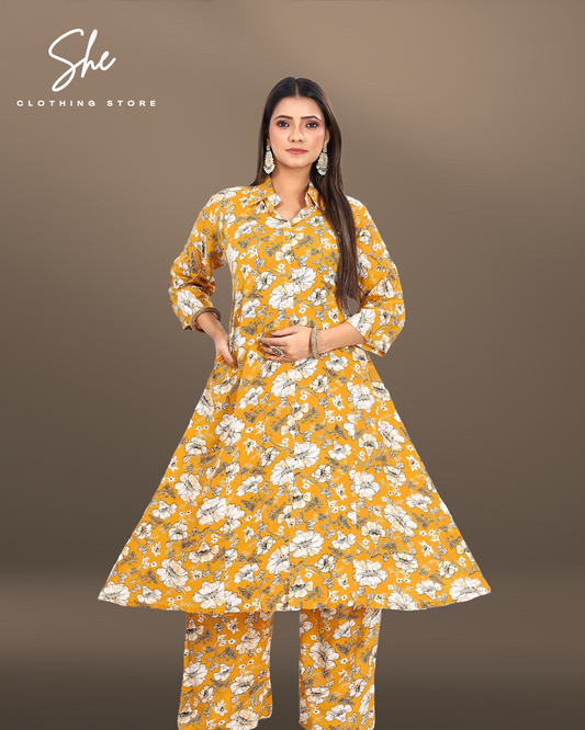 Garvi Printed Co-ord Set - Yellow