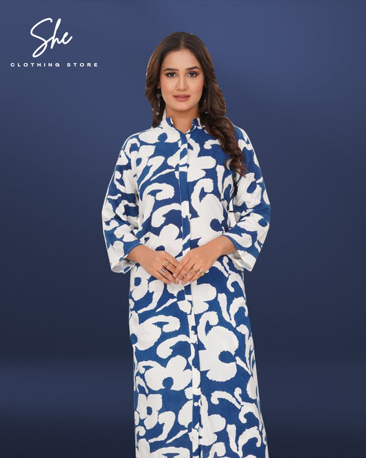 Panvi Rayon Print Co-Ord Set- Sky Blue