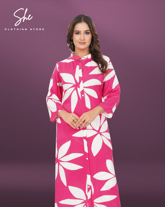 Panvi Rayon Print Co-Ord Set - Pink Floral