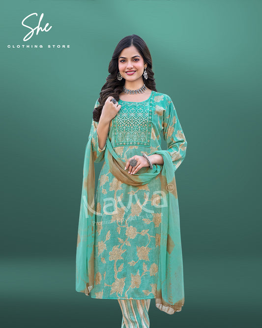 Kavya Deepika Turquoise Salwar Suit