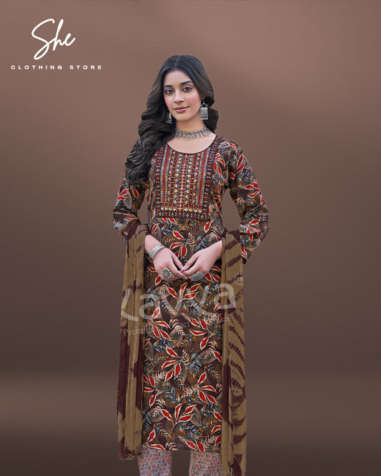 Kavya Deepika Brown Salwar Suit
